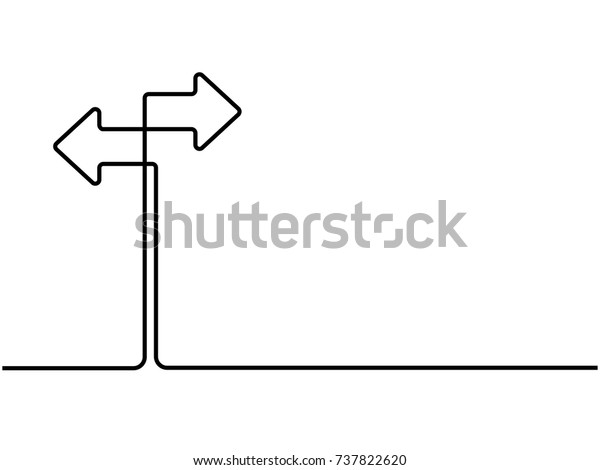 白い背景に道路標識の矢印の連続した線描き バナー ウェブ デザインエレメント テンプレート はがきのベクターイラスト 道標を二方に のベクター画像素材 ロイヤリティフリー