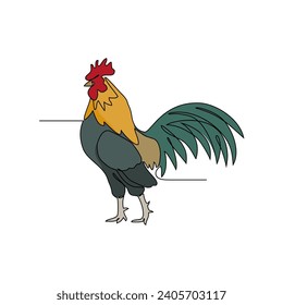 One continuous line drawing of Roaster vector illustration. Roaster chicken is a larger-than-average chicken specifically suited for roasting whole due to its size and flavor. Animal themes design