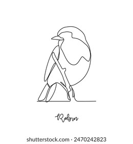 One continuous line drawing of Robin vector illustration. Poultry and bird animal themes in simple continuous line design concept. Poultry refer to domesticated birds raised for their meat, eggs.