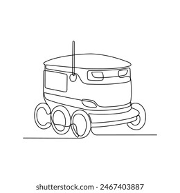 One continuous line drawing of Robot vector illustration. Programmable machine designed to perform specific tasks with a high degree of accuracy and repeatability in simple linear design illustration 