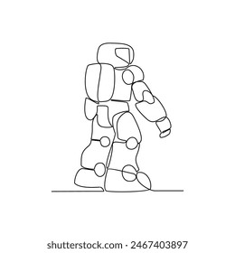 One continuous line drawing of Robot vector illustration. Programmable machine designed to perform specific tasks with a high degree of accuracy and repeatability in simple linear design illustration 