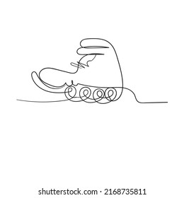 One continuous line drawing. roller skating shoes. Healthy fitness sport. illustration icon vector