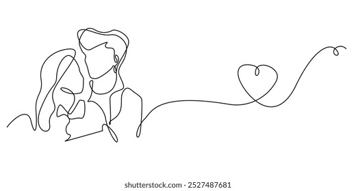 one continuous line drawing of romantic man and woman.one line drawing of romantic couple hugging.single line vector illustration.isolated white background