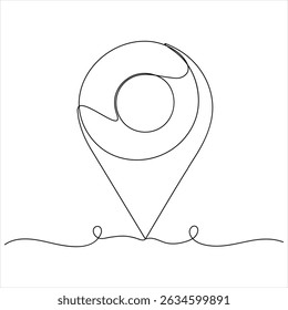 One continuous line drawing of Route maps and location icons outline style illustration