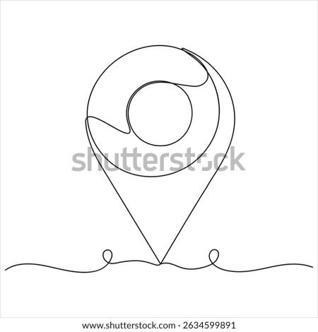 One continuous line drawing of Route maps and location icons outline style illustration