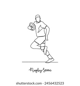 One continuous line drawing of Rugby Seven sports vector illustration. Rugby Seven sports design in simple linear continuous style vector concept. Sports themes design for your asset design.