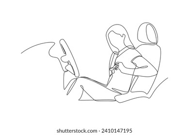 One continuous line drawing of Safety and transport concept. Doodle vector illustration in simple linear style.