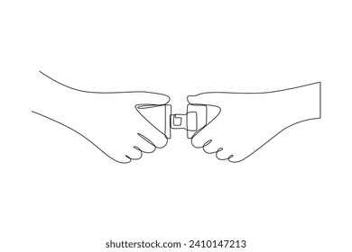 One continuous line drawing of Safety and transport concept. Doodle vector illustration in simple linear style.