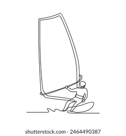 One continuous line drawing of Sailing sport vector illustration. sailing design in simple linear continuous style vector concept. Sports themes design for your asset vector design illustration.