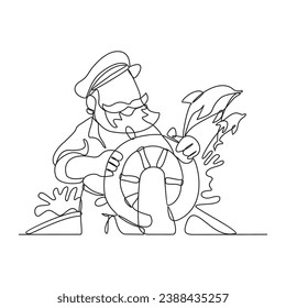 One continuous line drawing of Sailor vector illustration. a person who works on a ship or sails a boat. Sailors are responsible for operating and maintaining the ship, as well as for navigating.