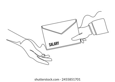 One continuous line drawing of Salary payroll system or employee wages concept. Doodle vector illustration in simple linear style	