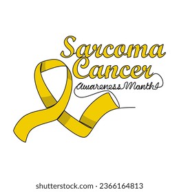 One continuous line drawing of sarcoma cancer awareness month with white background. Awareness ribbon design in simple linear style. healthcare and medical design concept vector illustration.