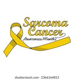 One continuous line drawing of sarcoma cancer awareness month with white background. Awareness ribbon design in simple linear style. healthcare and medical design concept vector illustration.