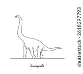 One continuous line drawing of Sauropod animal vector illustration. Family Dinosaur themes in simple linear style vector design concept. Dinosaur for your asset design and education purpose.