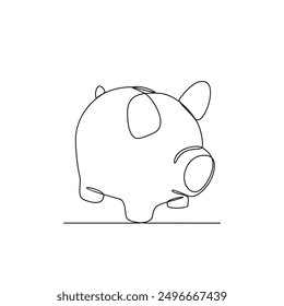 One continuous line drawing of saving money vector illustration. Economic themes in simple linear style vector design concept. Investment is process of allocating resources like money and home.