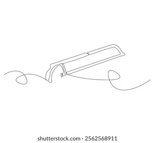 One continuous line drawing of saw . Single line of saw vector illustration
