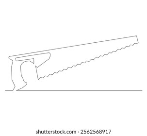 One continuous line drawing of saw . Single line of saw vector illustration
