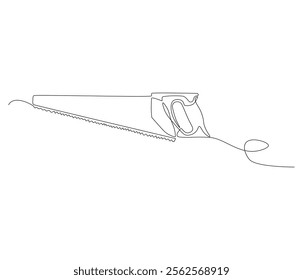 One continuous line drawing of saw . Single line of saw vector illustration
