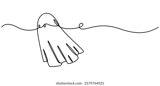 One continuous line drawing of Scary ghost spirit. Minimalism concept one line draw graphic design vector illustration, Continuous one line drawing halloween ghost isolated vector illustration.