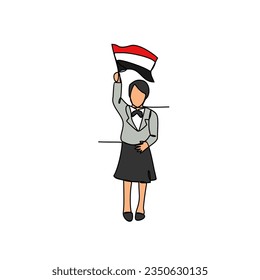 One continuous line drawing of school uniform in Egypt with white background. Fashion education design in simple linear style. education design concept vector illustration.