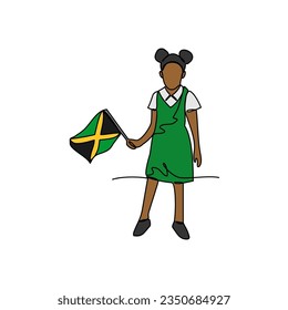 One continuous line drawing of school uniform in Jamaica with white background. Fashion education design in simple linear style. education design concept vector illustration.
