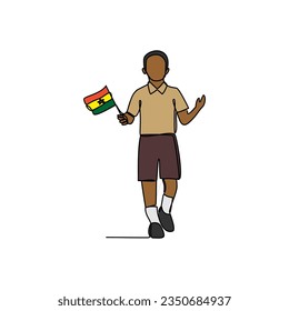 One continuous line drawing of school uniform in Ghana with white background. Fashion education design in simple linear style. education design concept vector illustration.