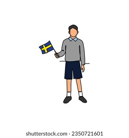 One continuous line drawing of school uniform in Sweden with white background. Fashion education design in simple linear style. education design concept vector illustration.