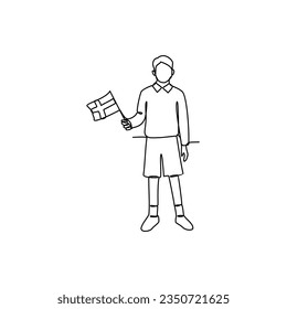 Un dibujo de línea continua del uniforme escolar en Suecia con fondo blanco. Diseño de la educación de la moda en un estilo lineal simple. ilustración vectorial del concepto de diseño educativo.