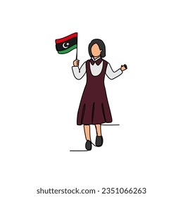 One continuous line drawing of school uniform in Libya with white background. Fashion education design in simple linear style. education design concept vector illustration.