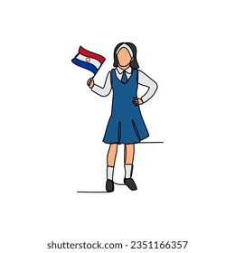 One continuous line drawing of school uniform in Paraguay with white background. Fashion education design in simple linear style. education design concept vector illustration.