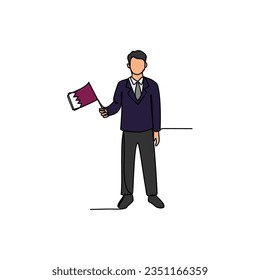 One continuous line drawing of school uniform in Qatar with white background. Fashion education design in simple linear style. education design concept vector illustration.