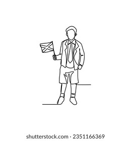 Un dibujo continuo del uniforme escolar en Escocia con fondo blanco. Diseño de la educación de la moda en un estilo lineal simple. ilustración vectorial del concepto de diseño educativo.
