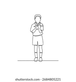 Eine durchgehende Linienzeichnung der Aktivität "Pfadfinder", Vektorgrafik. Scout Kinder Design-Konzept in einfachen linearen kontinuierlichen Linie. Großartiges Design für Scout-Event und soziale Kampagne.