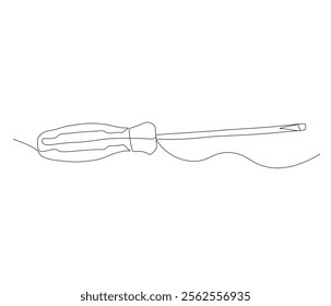 One continuous line drawing of screwdriver. Single line of screwdriver vector illustration

