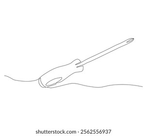 One continuous line drawing of screwdriver. Single line of screwdriver vector illustration

