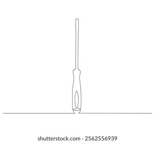 One continuous line drawing of screwdriver. Single line of screwdriver vector illustration

