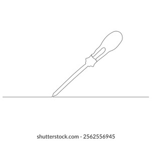 One continuous line drawing of screwdriver. Single line of screwdriver vector illustration

