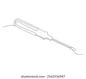 One continuous line drawing of screwdriver. Single line of screwdriver vector illustration

