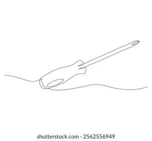 One continuous line drawing of screwdriver. Single line of screwdriver vector illustration

