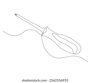 One continuous line drawing of screwdriver. Single line of screwdriver vector illustration

