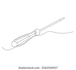 One continuous line drawing of screwdriver. Single line of screwdriver vector illustration

