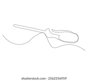 One continuous line drawing of screwdriver. Single line of screwdriver vector illustration

