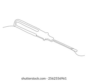 One continuous line drawing of screwdriver. Single line of screwdriver vector illustration

