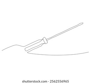 One continuous line drawing of screwdriver. Single line of screwdriver vector illustration

