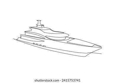 One continuous line drawing of Sea ​​transportation concept. Doodle vector illustration in simple linear style.