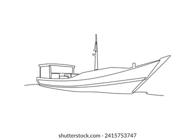 One continuous line drawing of Sea ​​transportation concept. Doodle vector illustration in simple linear style.