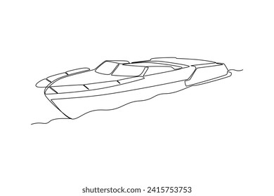 One continuous line drawing of Sea ​​transportation concept. Doodle vector illustration in simple linear style.