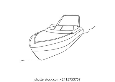 One continuous line drawing of Sea ​​transportation concept. Doodle vector illustration in simple linear style.