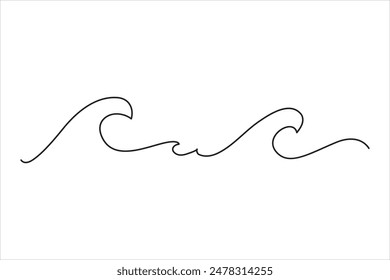 One continuous Line drawing of sea wave. Modern abstract seascape and concept 