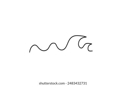 eine durchgehende Linie, die eine Meereswellen-Vektorillustration zeichnet